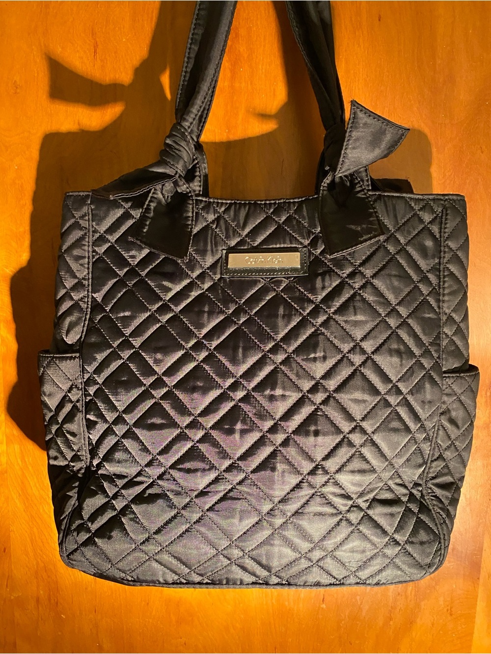 Calvin Klein Quilted Black Tote with Side Pockets